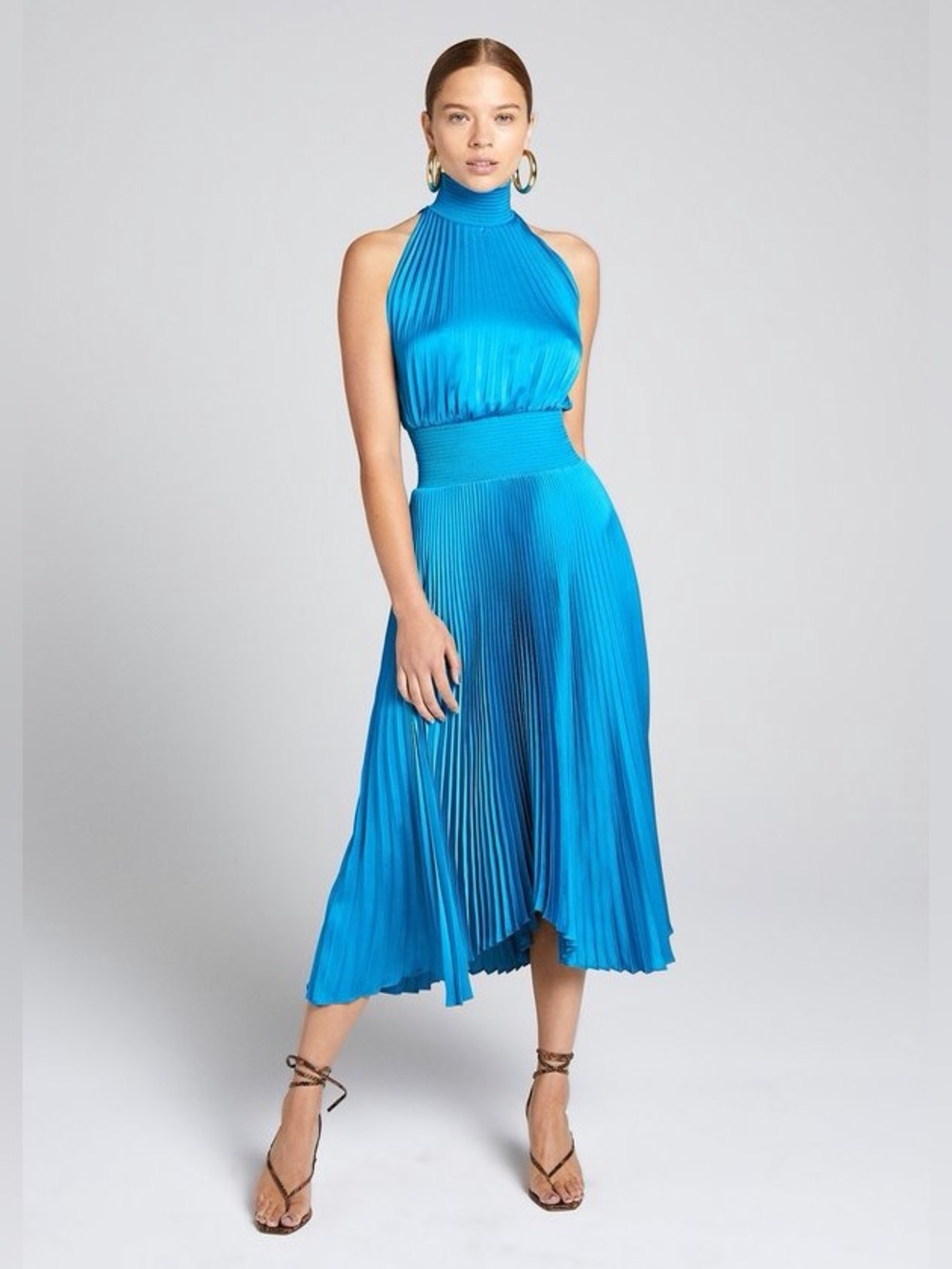 A.L.C. Renzo Pleated Midi Dress in Cerulean Blue, Size 2
